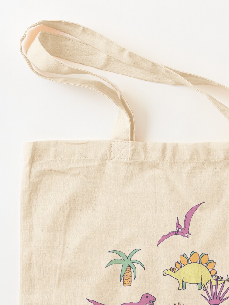 Alternate view of Dinosaur Desert - peach, mint and navy - fun pattern by Cecca Designs Tote Bag