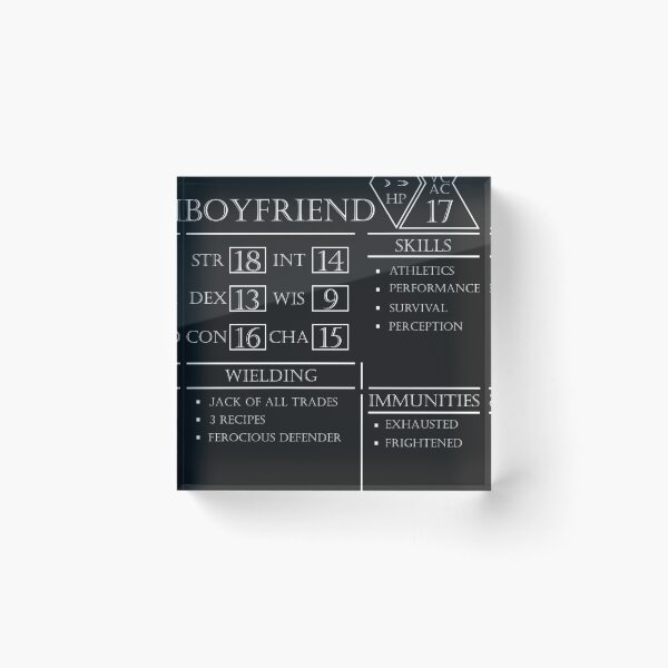 Item preview, Boyfriend Stats - Character Sheet - White designed and sold by EchoTheBard.