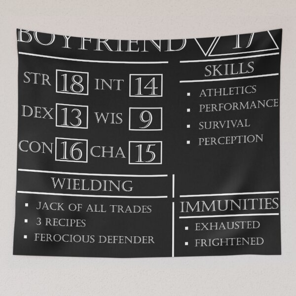 Item preview, Boyfriend Stats - Character Sheet - White designed and sold by EchoTheBard.
