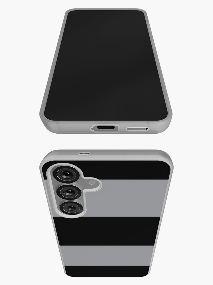 Thumbnail 3 of 4, Samsung Galaxy Phone Case, Black and Grey horizontal stripes - Classic striped pattern by Cecca Designs designed and sold by Cecca-Designs.