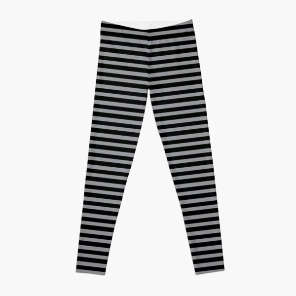 Black and Grey horizontal stripes - Classic striped pattern by Cecca Designs Leggings