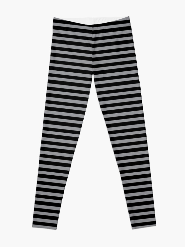 Alternate view of Black and Grey horizontal stripes - Classic striped pattern by Cecca Designs Leggings