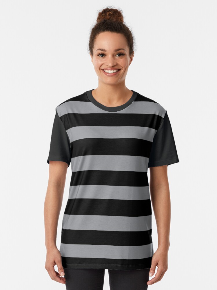 Alternate view of Black and Grey horizontal stripes - Classic striped pattern by Cecca Designs Graphic T-Shirt