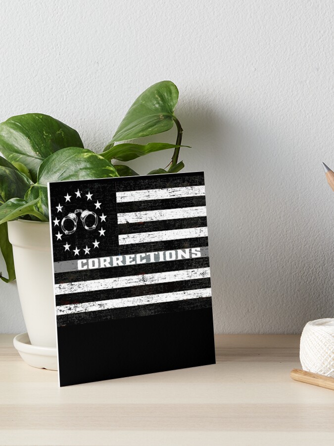 Correctional Officer Gifts Door Mat Thin Grey Line with American