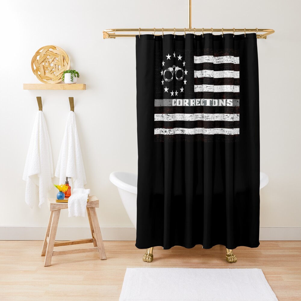 "Thin Grey Line Betsy Ross Flag Corrections officer" Shower Curtain by