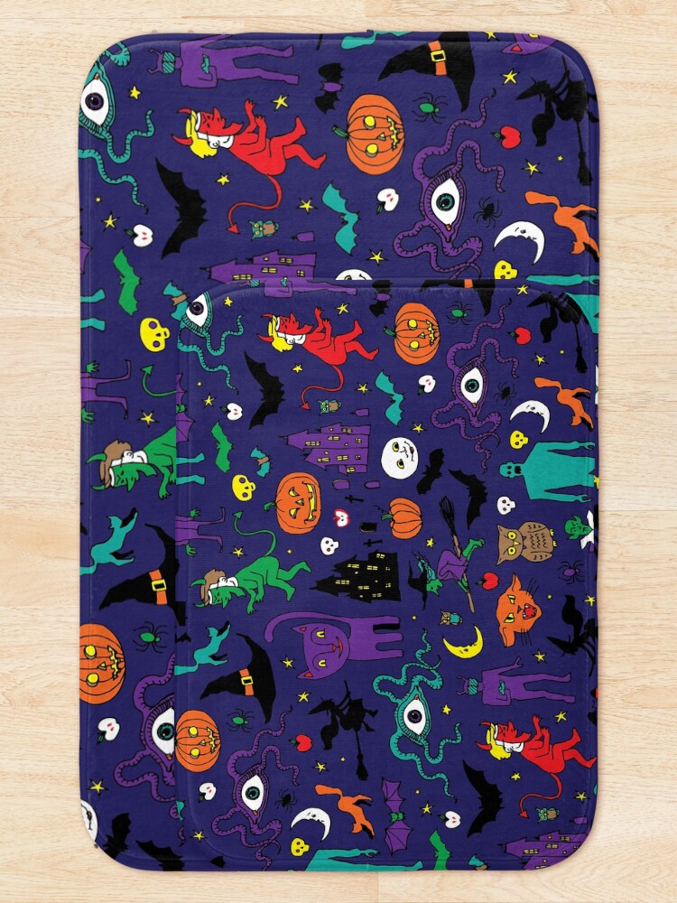 Alternate view of Retro Halloween - original - Halloween pattern by Cecca Designs Bath Mat