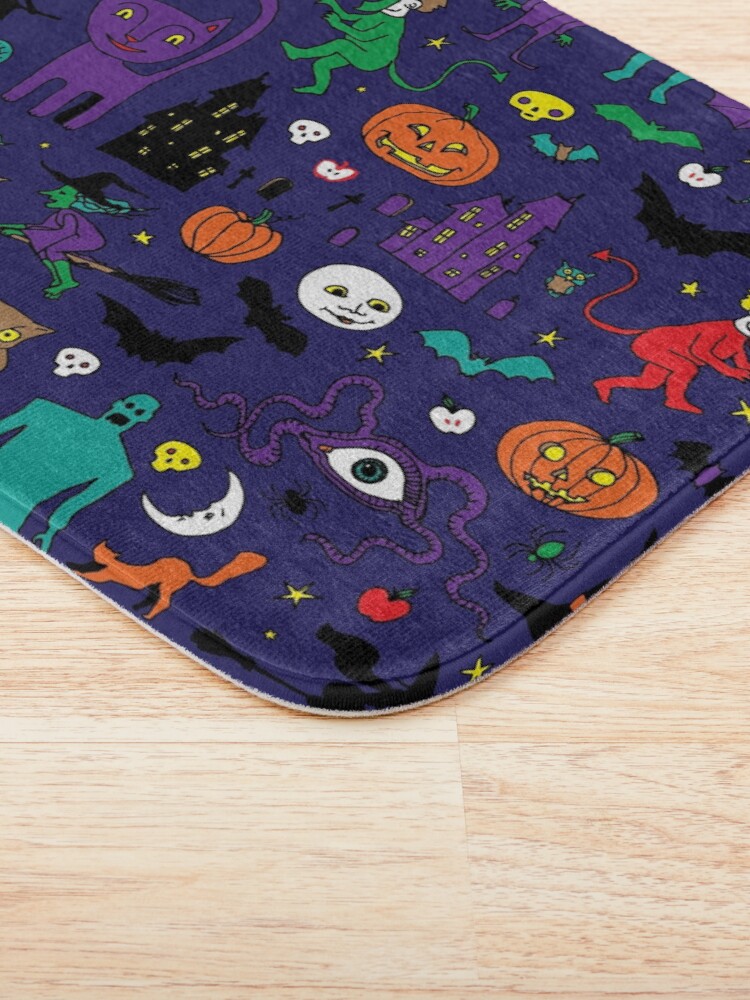 Alternate view of Retro Halloween - original - Halloween pattern by Cecca Designs Bath Mat