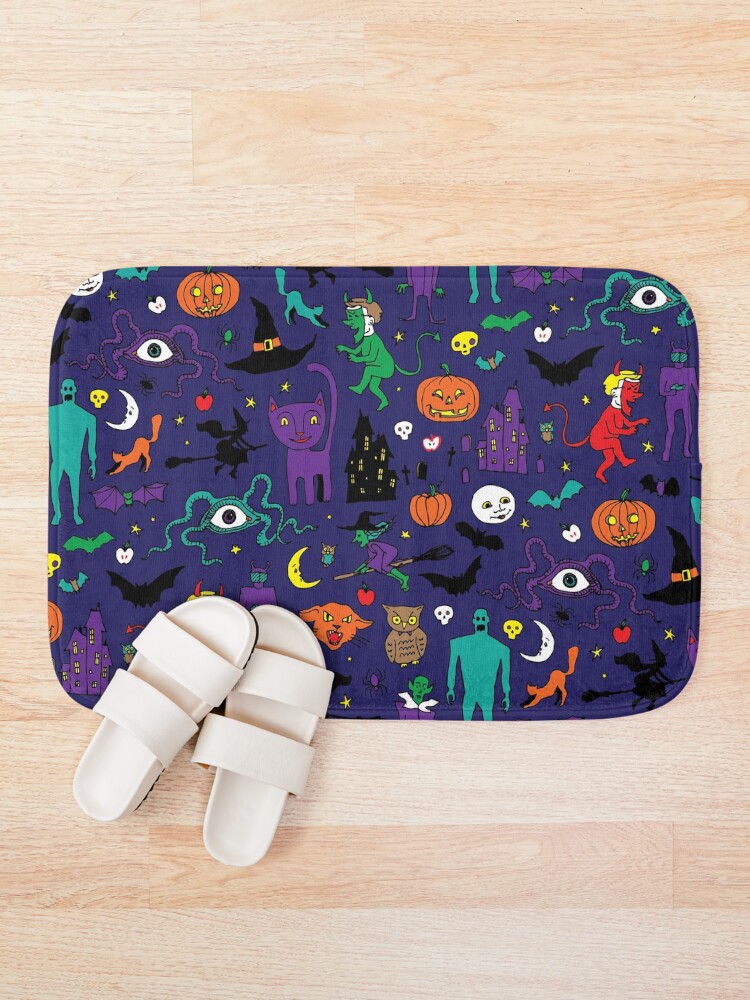 Alternate view of Retro Halloween - original - Halloween pattern by Cecca Designs Bath Mat