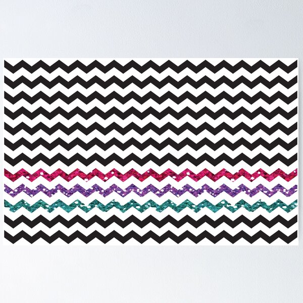 Item preview, Black and White with Pink, Purple, and Turquoise Glitter Look Zig Zag designed and sold by PLLDesigns.
