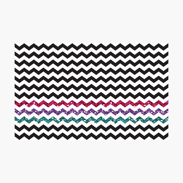Item preview, Black and White with Pink, Purple, and Turquoise Glitter Look Zig Zag designed and sold by PLLDesigns.