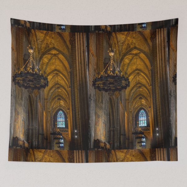 Item preview, Spain. Catalonia. Barcelona. Cathedral. Side Aisle. Chandeliers. designed and sold by vadim19.