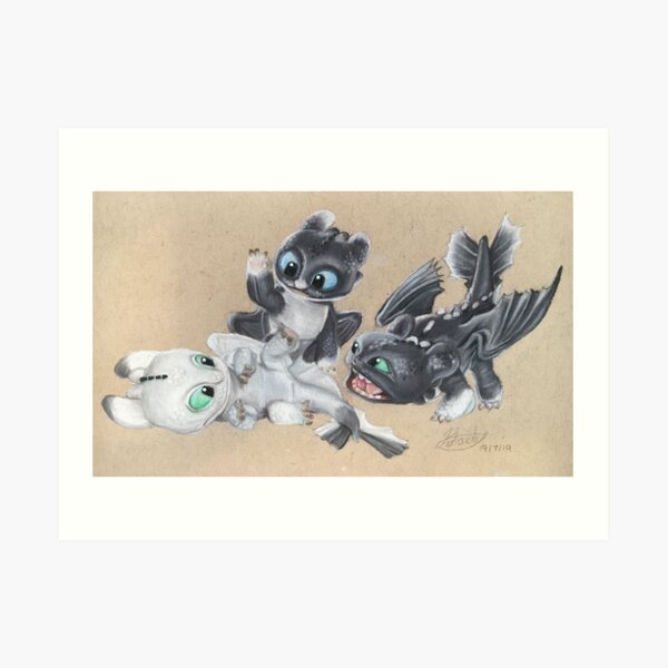 Httyd Nightlights using Prismacolor Pencils Art Print