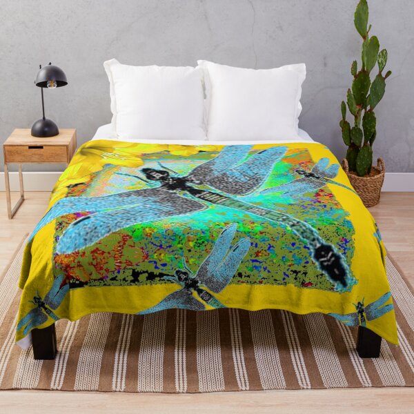 Item preview, MODERN YELLOW ART AMARYLLIS FLOWERS BLUE DRAGONFLIES, designed and sold by sharlesart.