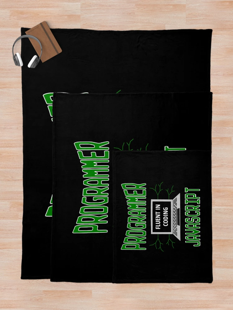 Thumbnail 5 of 6, Throw Blanket, Retro Programmer Design Fluent in Coding JavaScript designed and sold by geeksta.
