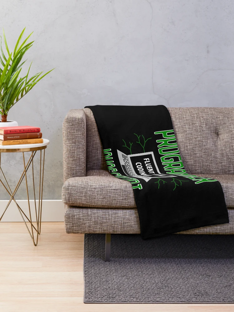 Thumbnail 2 of 6, Throw Blanket, Retro Programmer Design Fluent in Coding JavaScript designed and sold by geeksta.