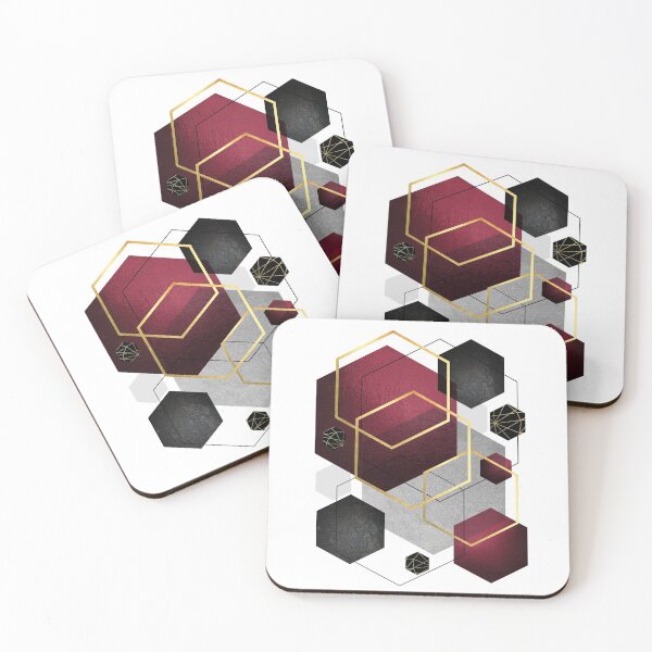 Item preview, Hexágonos geométricos en rojo y negro designed and sold by UrbanEpiphany.