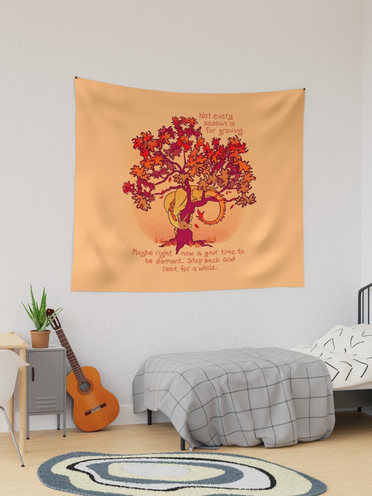 Thumbnail 1 of 3, Tapestry, "Not Every Season is For Growing" Fall Dragon Forest Spirit designed and sold by thelatestkate.