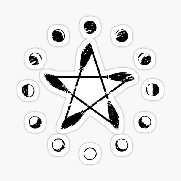 Item preview, Moon Phase Broom Pentacle designed and sold by GroveHollow.