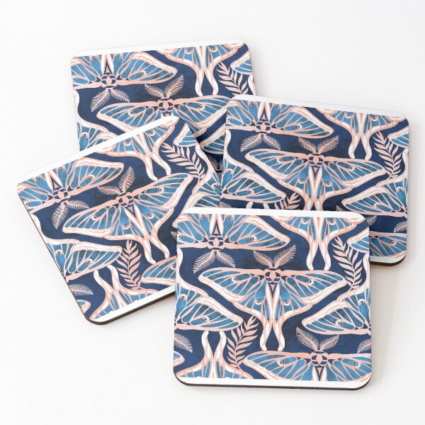 Item preview, Deco moon moths // metal rose texture and blue designed and sold by SelmaCardoso.