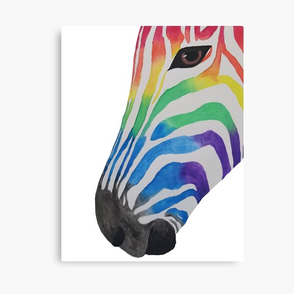 Rainbow Zebra Solid-Faced Canvas Print