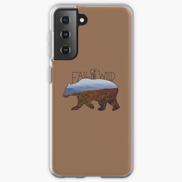 Fall of the Wild Autumn Mountain Wilderness Landscape Bear Silhouette On Brown Samsung Galaxy Soft Case