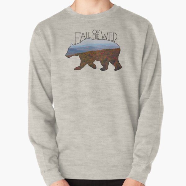 Fall of the Wild Autumn Mountain Wilderness Landscape Bear Silhouette On Brown Pullover Sweatshirt