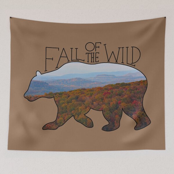 Item preview, Fall of the Wild Autumn Mountain Wilderness Landscape Bear Silhouette On Brown designed and sold by Gsallicat.