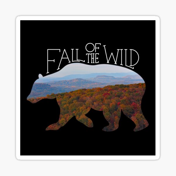 Fall of the Wild Autumn Mountain Wilderness Landscape Bear Silhouette On Black Sticker