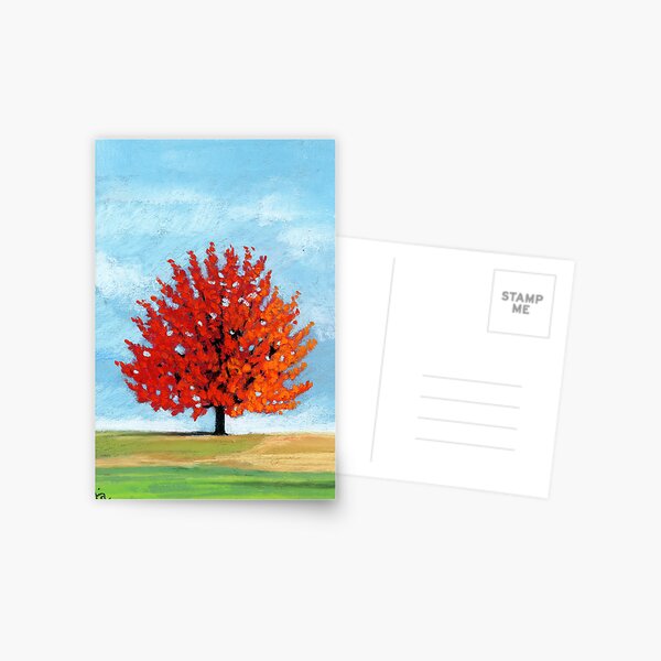 Burst of Red - tree landscape Postcard