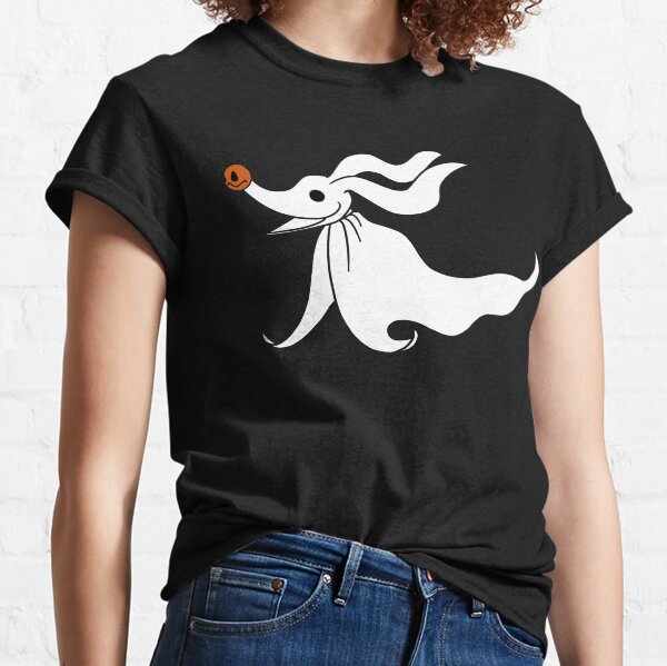 Zero - Nightmare Before Christmas, Skellington, Pumpkin King, White, Grin, Evil, Halloween, Christmas, Finkelstein, Dog, Ghost, Nose Classic T-Shirt