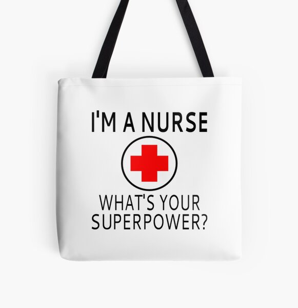 Soy una enfermera ¿Cuál es tu superpotencia? Bolsa estampada de tela