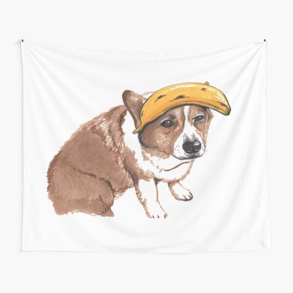 Corgi and Banana Tapestry