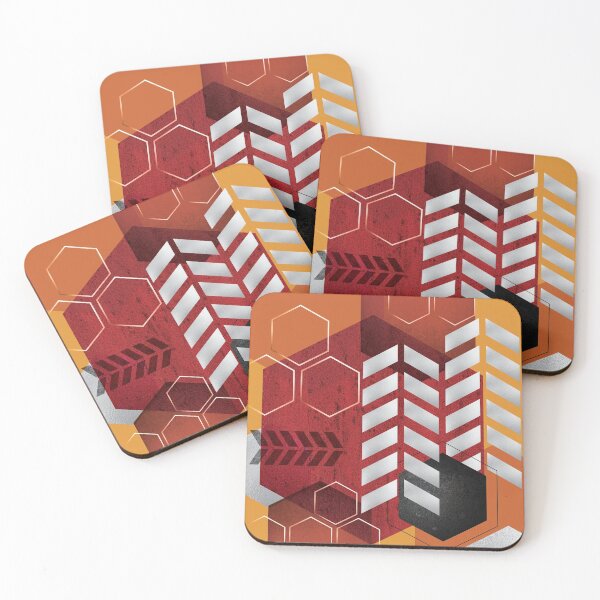 Artikelvorschau, Rot und Orange hexagonal geometrisch entworfen und verkauft von UrbanEpiphany.