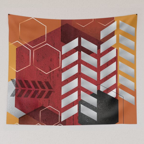 Artikelvorschau, Rot und Orange hexagonal geometrisch entworfen und verkauft von UrbanEpiphany.