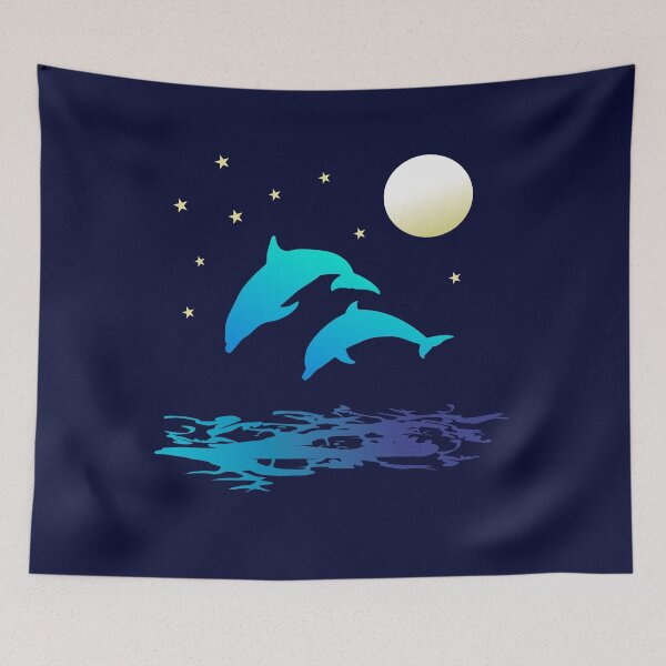 Item preview, Dolphins in the moonlight designed and sold by BiPasternak.