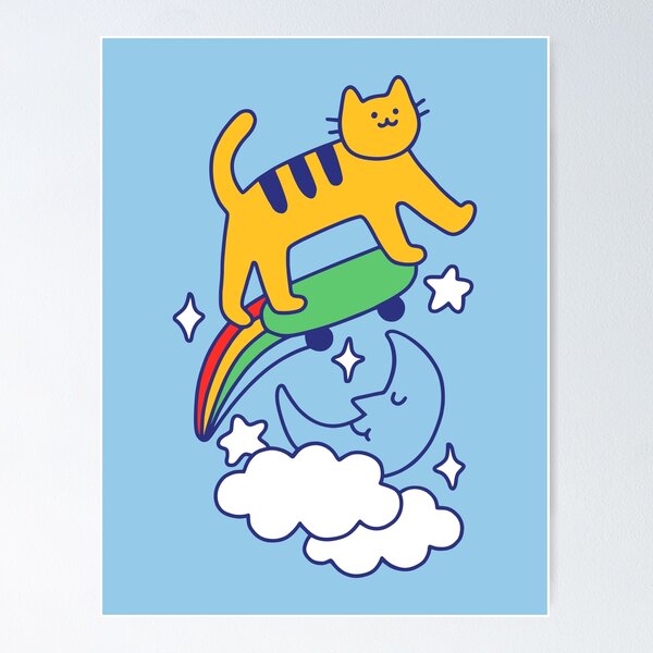 Item preview, Cat Flying on a Skateboard designed and sold by obinsun.