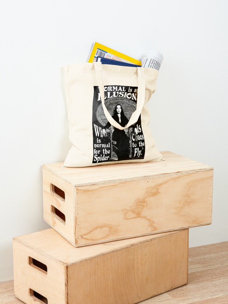 Alternate view of Morticia Addams-"Normal Is An Illusion..." Tote Bag