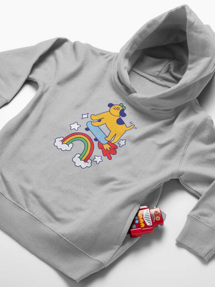 Alternate view of Dog Flying On A Skateboard Toddler Pullover Hoodie