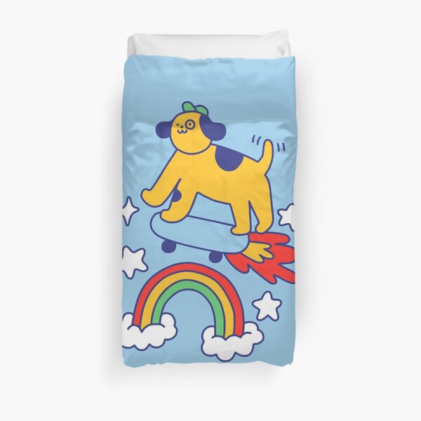 Dog Flying On A Skateboard Duvet Cover