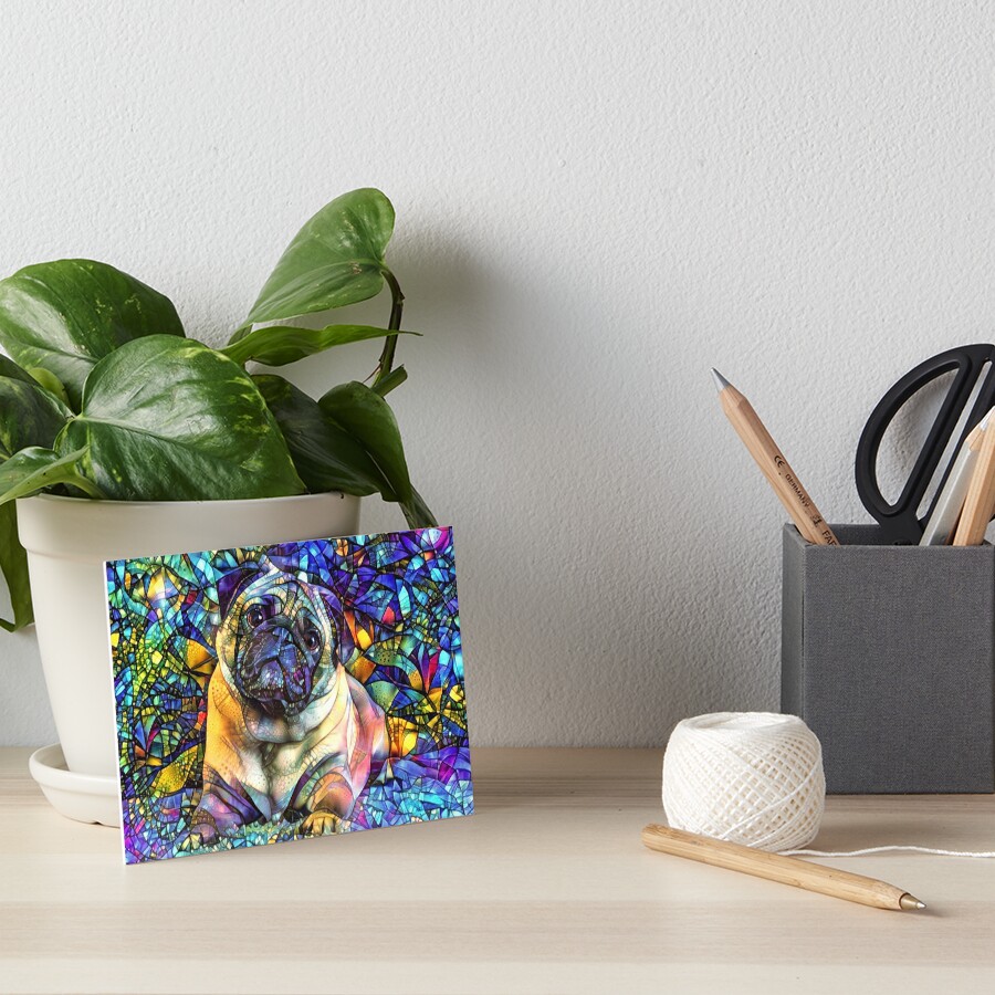 Buntglas-psychedelischer Mops Galeriedruck