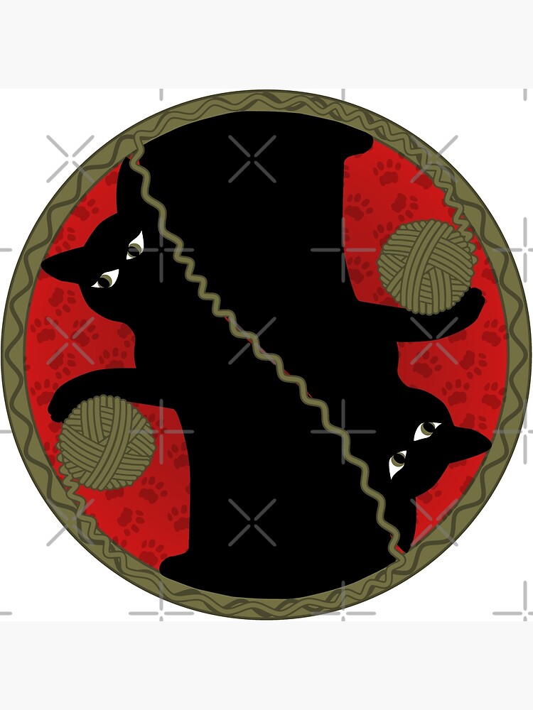 Playful Black Cat with Yarn Ball Design by kbmassdesign
