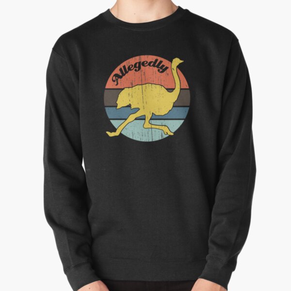 Allegedly Ostrich Vintage Distressed Design Pullover Sweatshirt