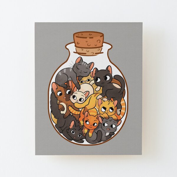 Bottle of Cats Wood Mounted Print