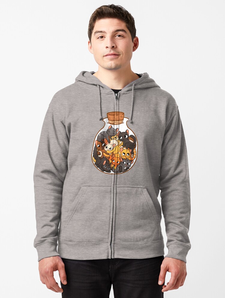 Thumbnail 1 of 5, Zipped Hoodie, Bottle of Cats designed and sold by katiecrumpton.