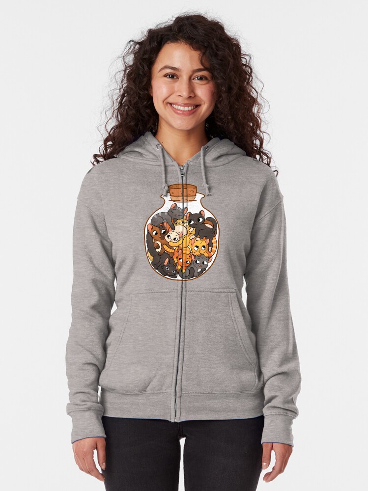 Thumbnail 2 of 5, Zipped Hoodie, Bottle of Cats designed and sold by katiecrumpton.