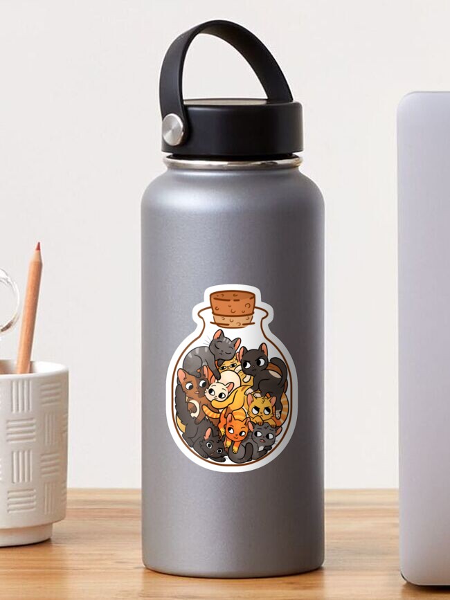Aperçu 1 sur 3. Sticker avec l'œuvre Bouteille de chats créée et vendue par katiecrumpton.