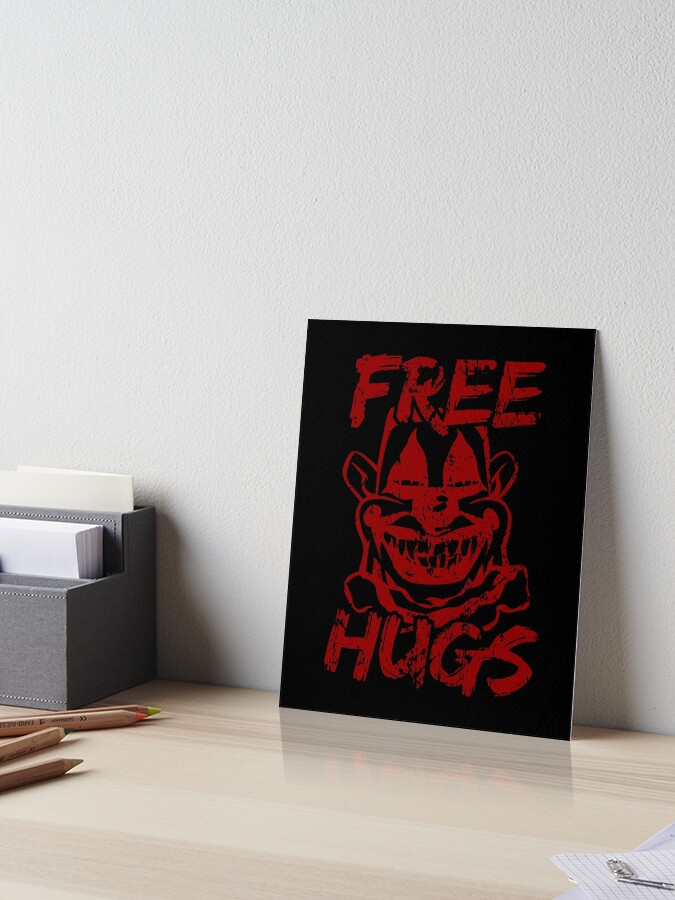Creepy Mask Free Hugs Scary Clown Art Board Print By Kayelex Redbubble
