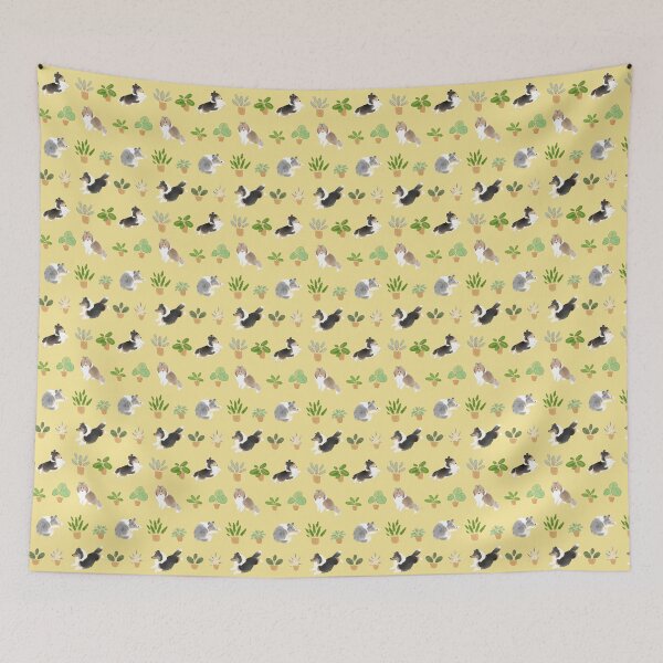 Item preview, Shelties & Calathea on Yellow designed and sold by K+P Ng.
