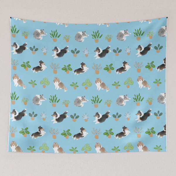 Item preview, Shelties & Calathea on Blue designed and sold by K+P Ng.