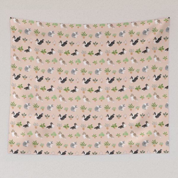 Item preview, Shelties & Calathea on Pink designed and sold by K+P Ng.